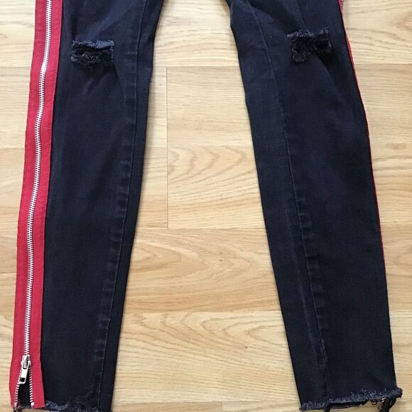 Blank NYC Jeans black skinny high rise red panel - Picture 3 of 4